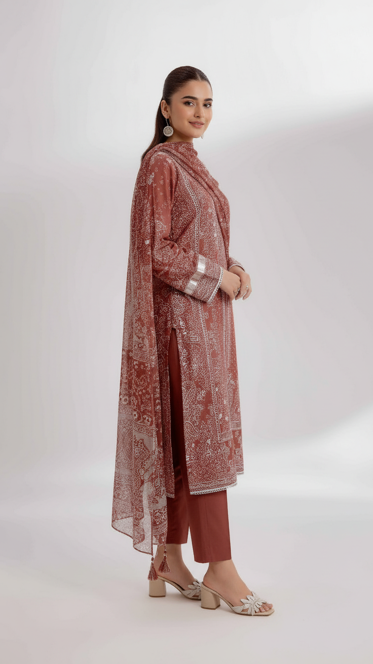 Nishat Winter Collection Printed Vintax Peach 2025