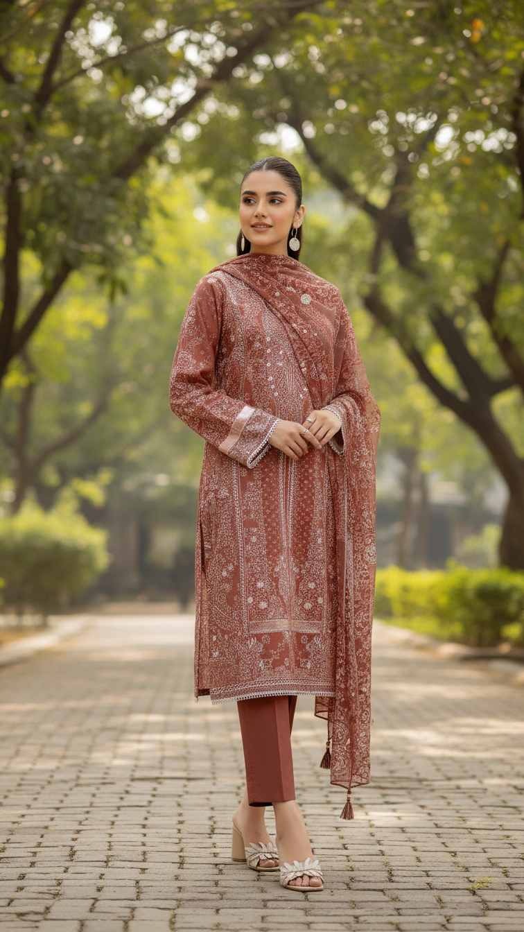Nishat Winter Collection Printed Vintax Peach 2025
