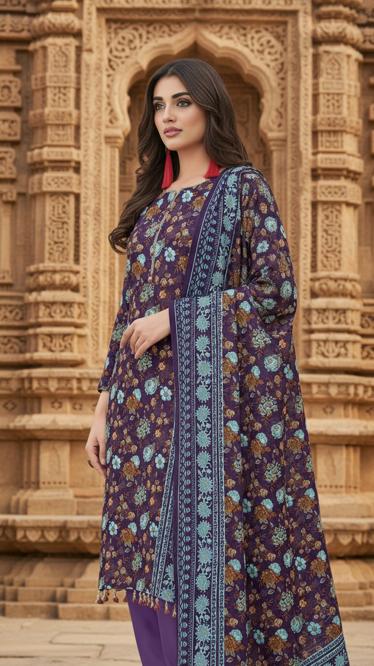 Nishat Winter Collection Printed Vintax Peach 2025