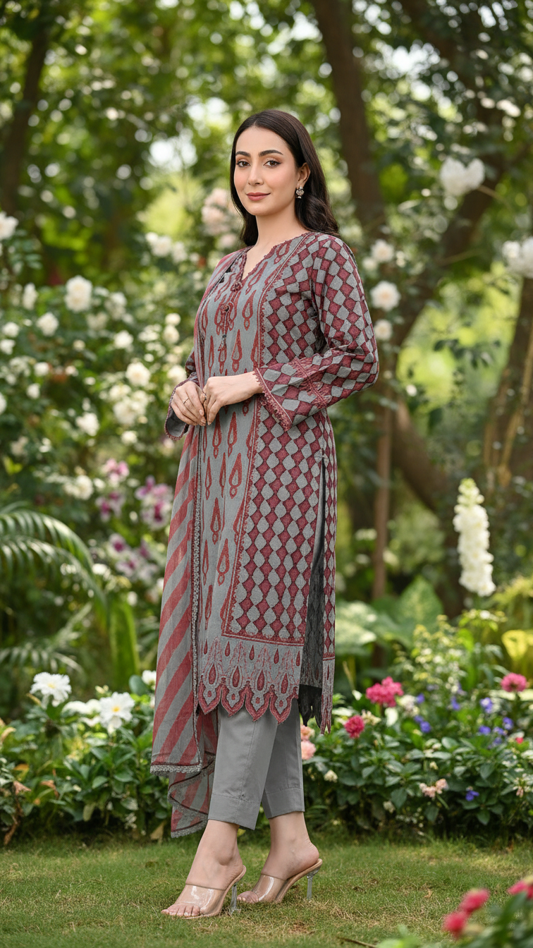 Nishat Winter Collection Printed Vintax Peach 2025
