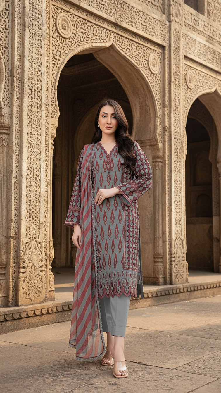 Nishat Winter Collection Printed Vintax Peach 2025