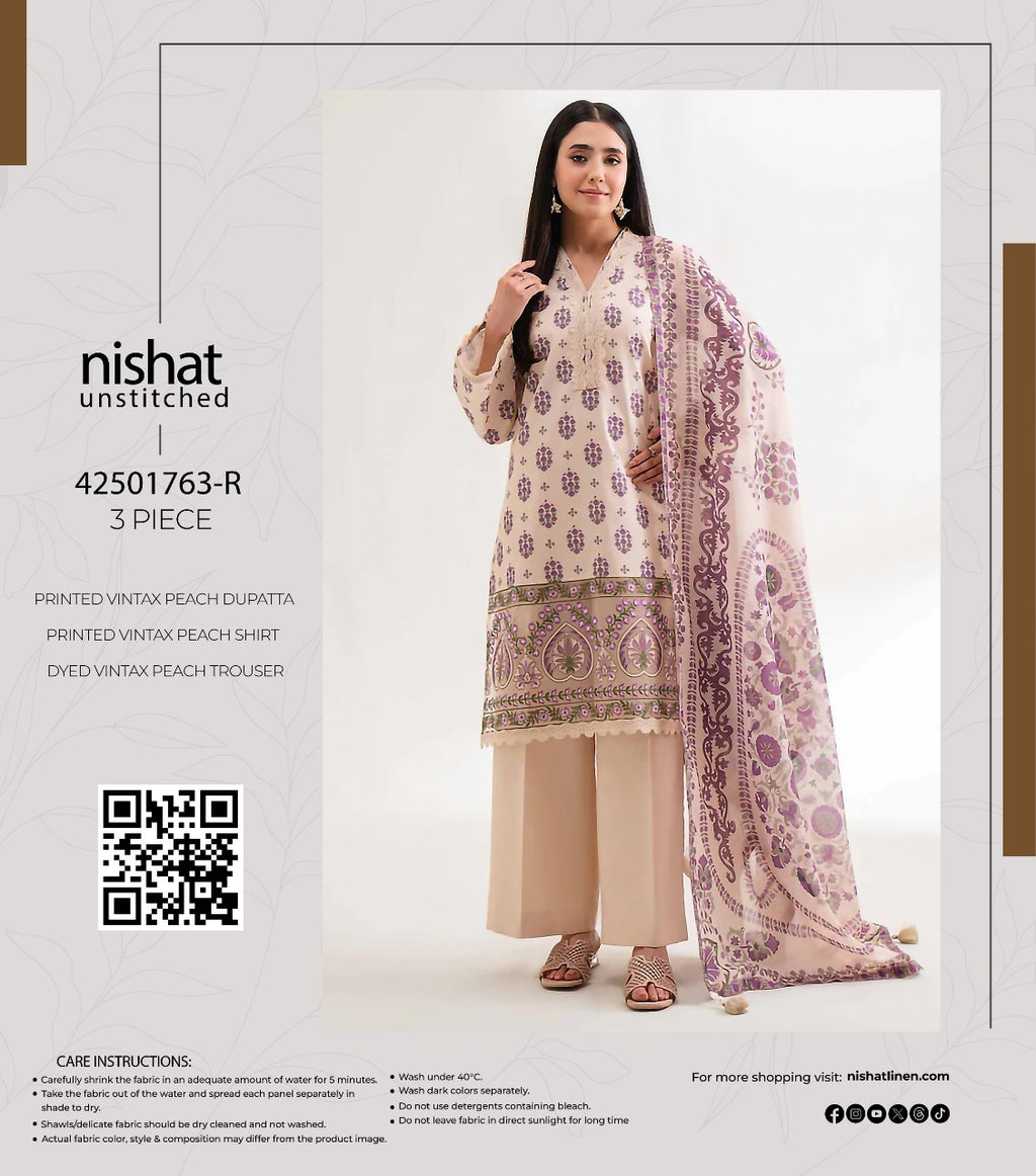 Nishat Winter Collection Printed Vintax Peach 2025