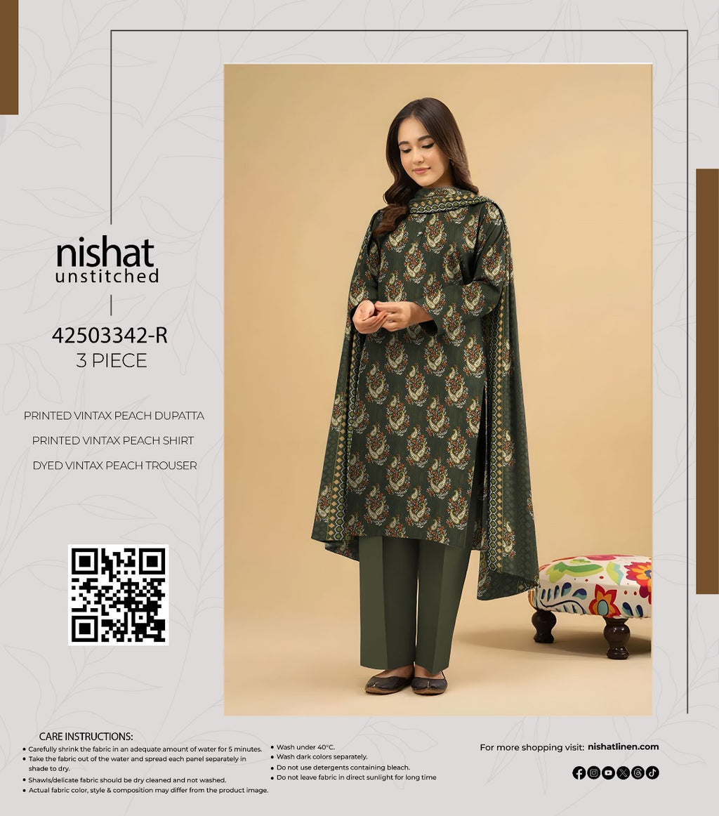 Nishat Winter Collection Printed Vintax Peach 2025