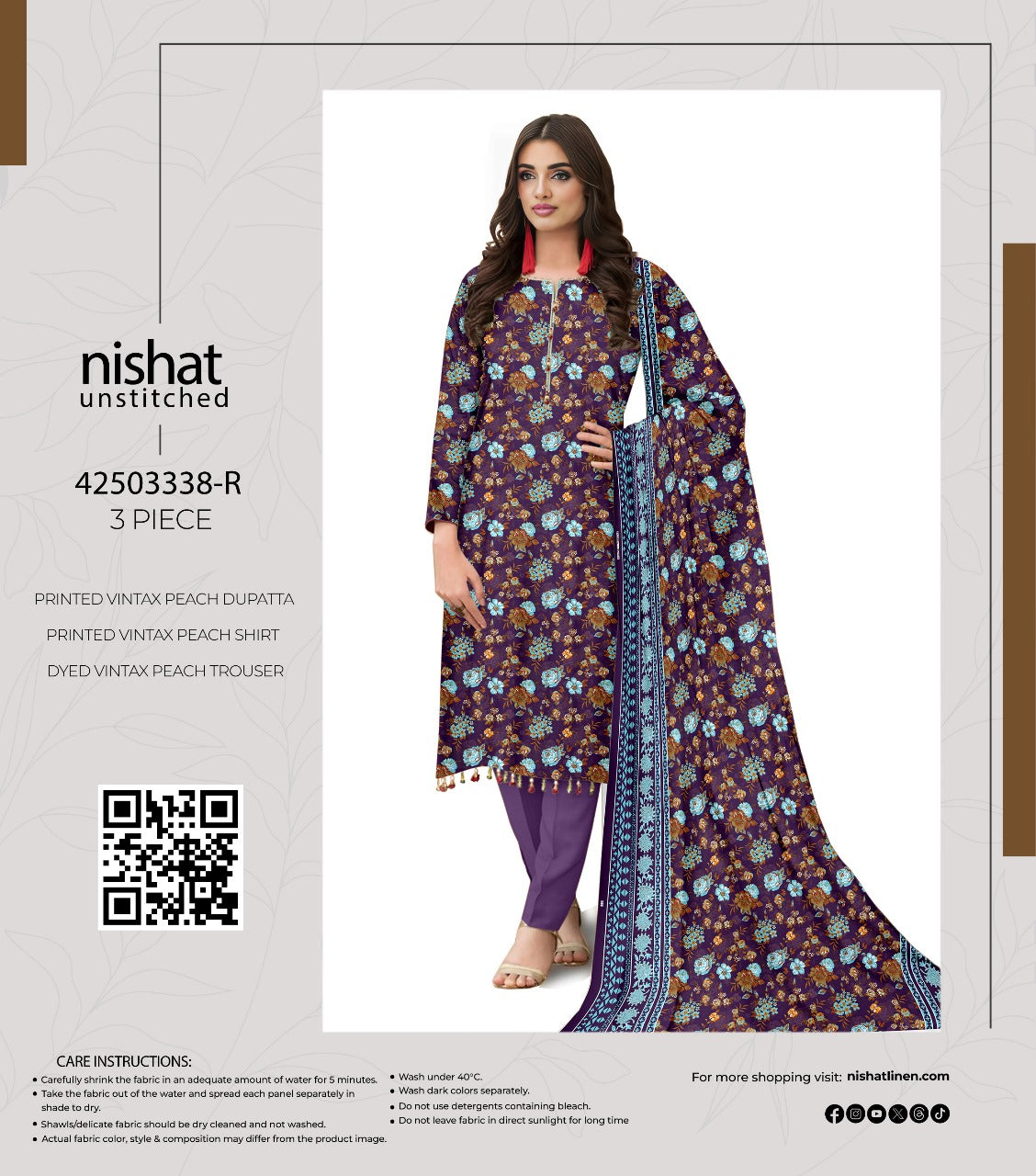 Nishat Winter Collection Printed Vintax Peach 2025