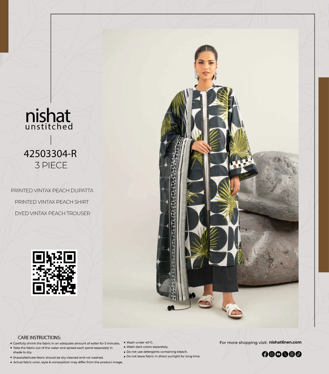 Nishat Winter Collection Printed Vintax Peach 2025
