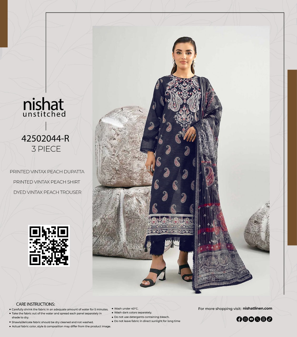 Nishat Winter Collection Printed Vintax Peach 2025