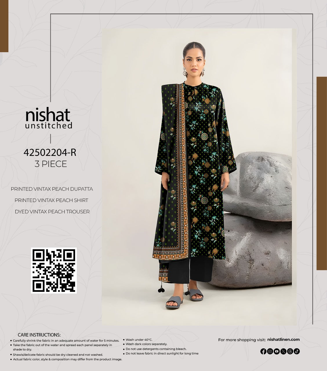 Nishat Winter Collection Printed Vintax Peach 2025